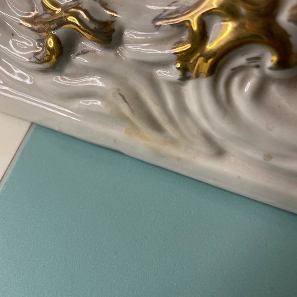 1950s Porcelain Pink Iredescent Nautical Sailboat Wave Base Tabletop Clock Light - Picture 5 of 16